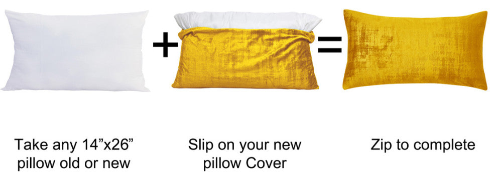 Velvet 2 Piece Lumbar Pillow Cover Set, Sulphur, 2 Piece, 14"x26"