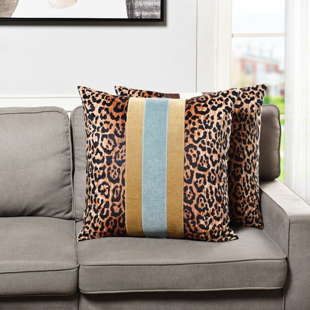 Dann Foley Lifestyle-Jaguar-Printed Pillow-24" x 24"-Oceans Blue-Yellow Khaki