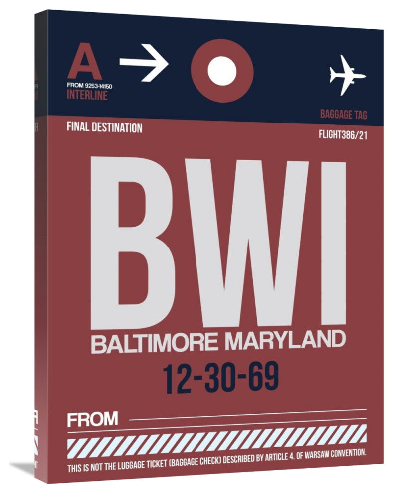"BWI Baltimore Luggage Tag 2" Fine Art Print