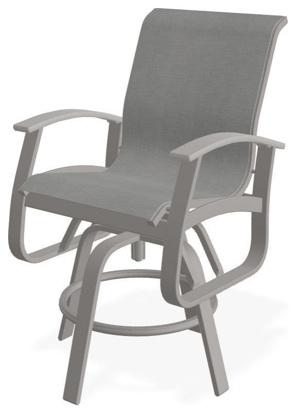 Belle Isle Sling Balcony Height Outdoor Swivel Chair, Alloy/Warm Gray