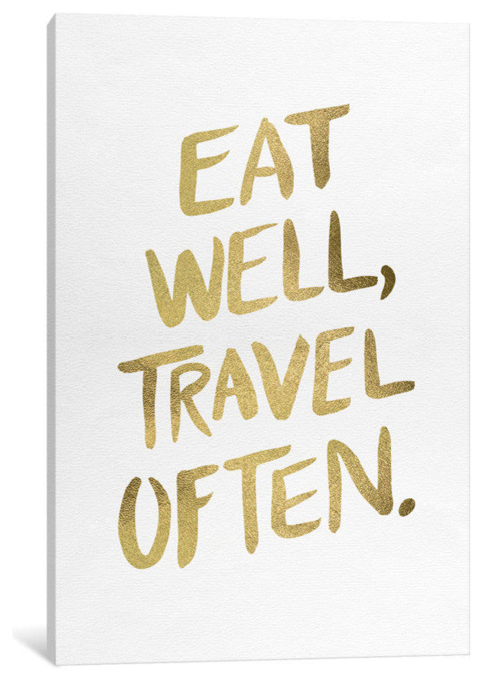 "Eat Well Type Gold Artprint" by Cat Coquillette, 18x12x1.5