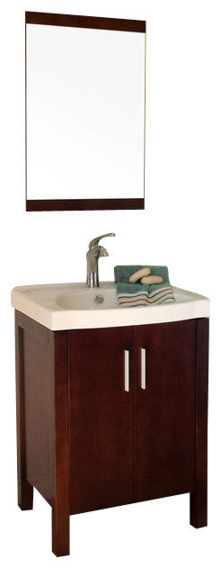 Haywood 23.8" Single Vanity, Dark Walnut With Vitreous China Vanity Top, White