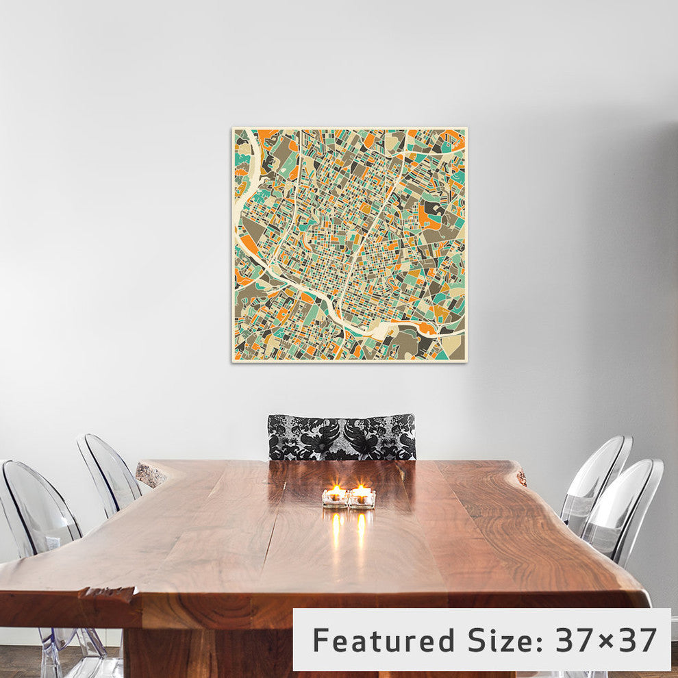 "Abstract City Map of Austin" by Jazzberry Blue, 26x26x1.5