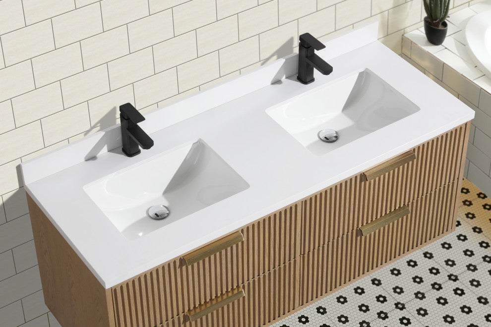 Ari Kitchen and Bath San Diego Bath Vanity, Oak, 55", Floating