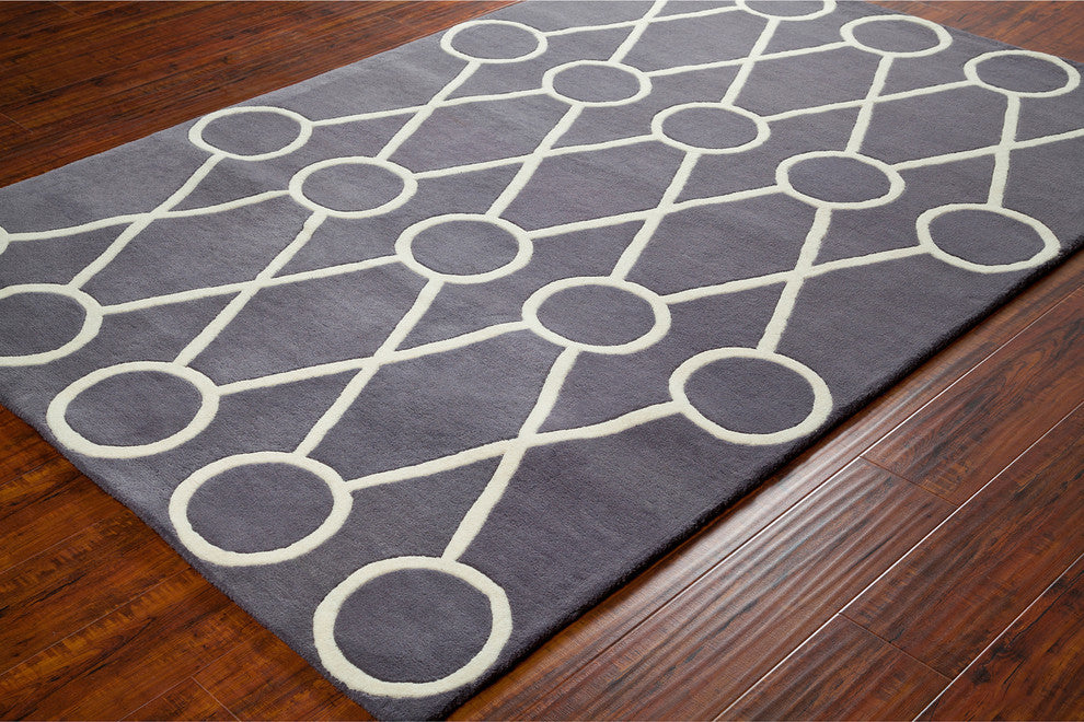 Stella Contemporary Area Rug, Dark Gray and Cream, 8'x10'