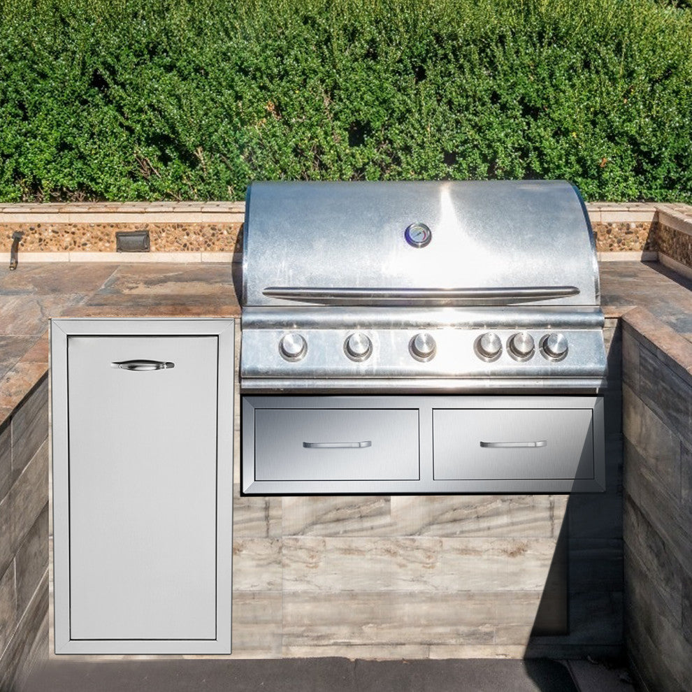 Outdoor Kitchen Drawers 30" W x 10" H x 20" D Horizontal Double BBQ Access