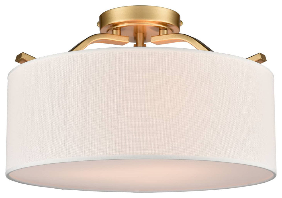 Modern Fabric Drum Ceiling Light,Brass