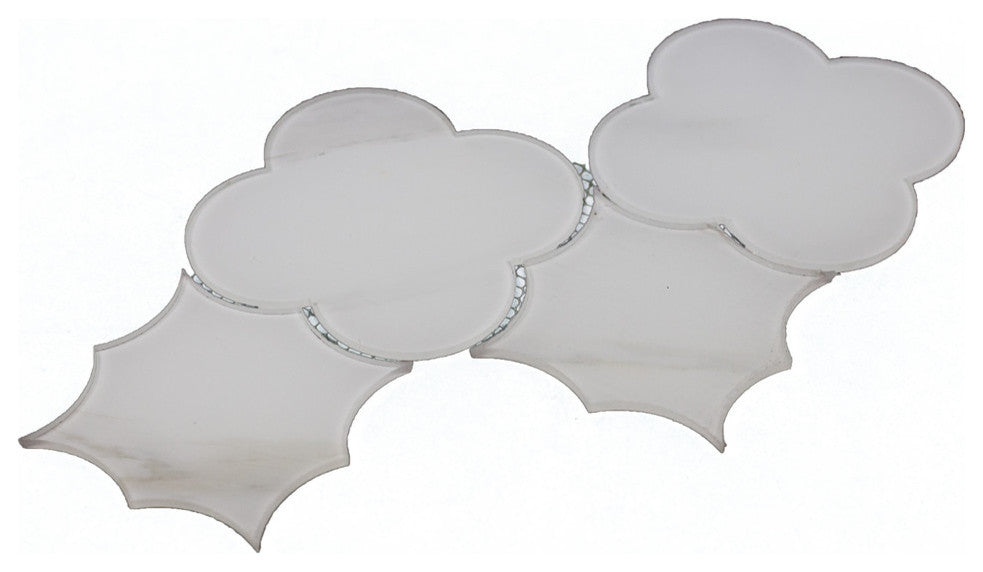 Nature 6 in x 6 in Glass Big Bang Waterjet Mosaic in Calacatta White