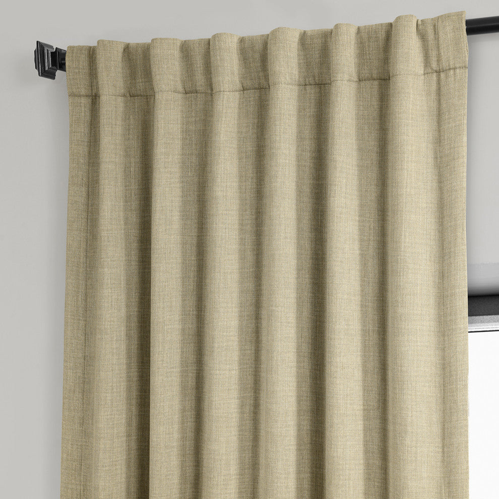 Faux Linen Darkening Curtain Single Panel, Thatched Tan, 50"x108"