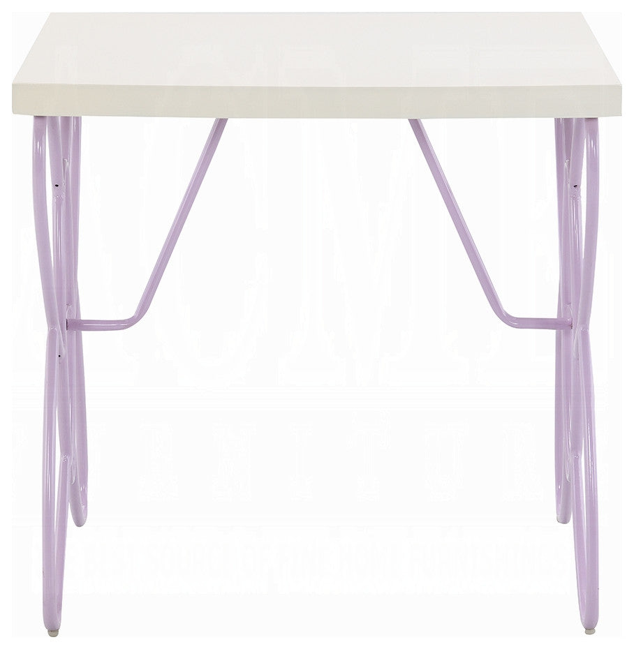 Priya II Nightstand, White and Light Purple