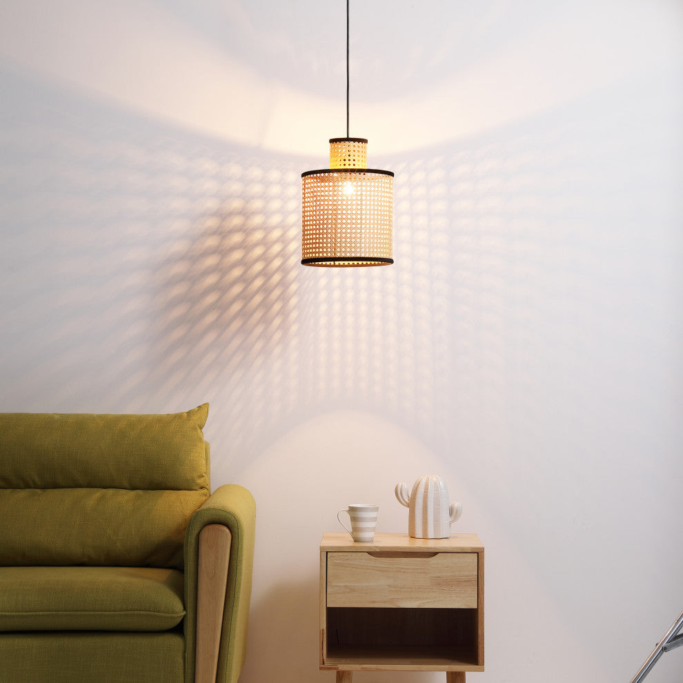 Vidalite Nakuv Rattan And Velvet Mini Pendant Light