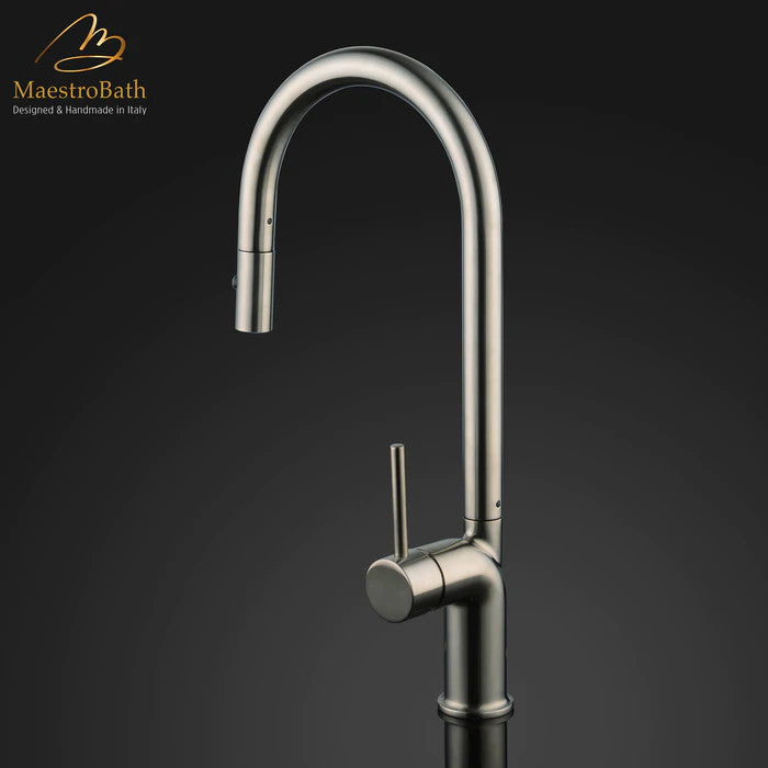 Isla Modern Kitchen Faucet With 2 Jets, Brushed Nickel