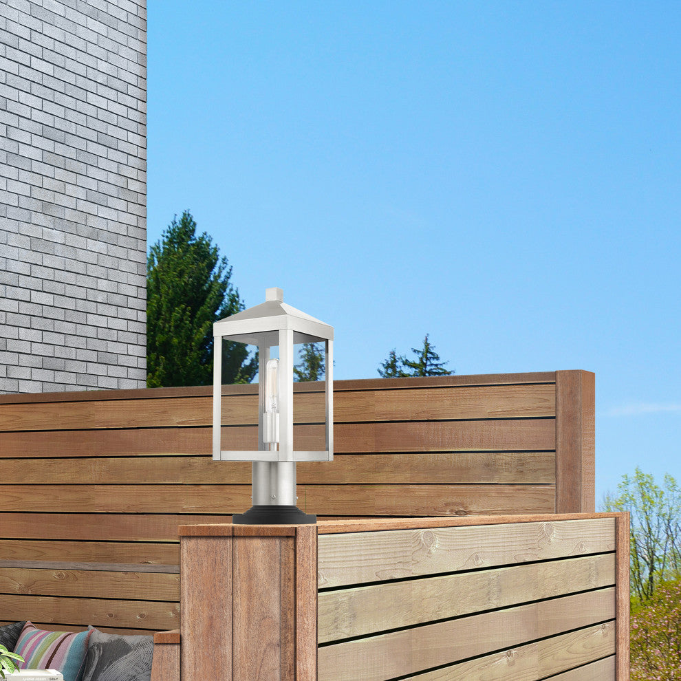 Livex Lighting Nyack 1 Light Brushed Nickel Small Outdoor Post Top Lantern