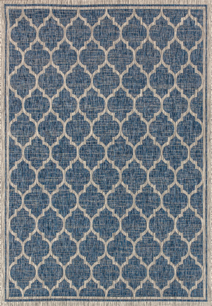 Trebol Moroccan Trellis Textured Weave Indoor/Outdoor Area Rug