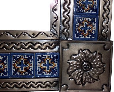 Medium Brown Escudo Tile Talavera Tin Mirror