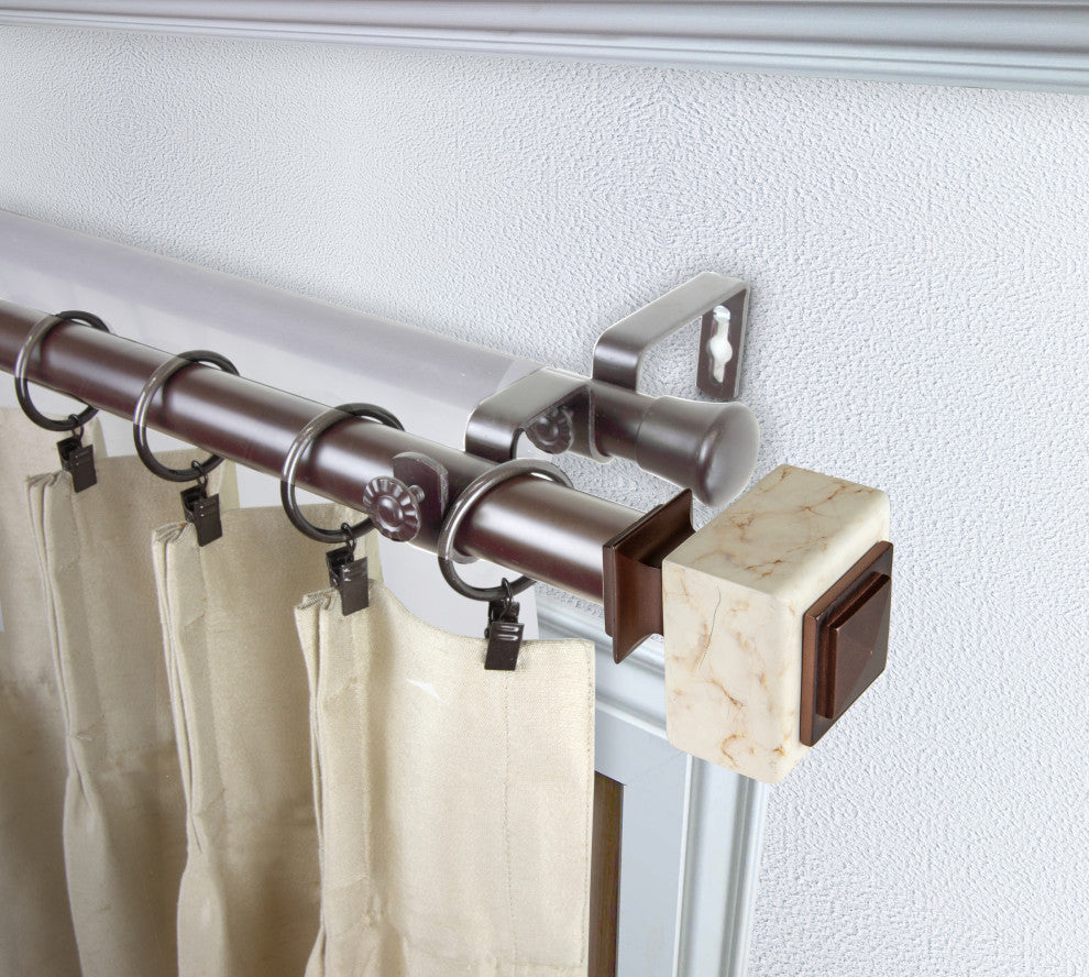 Aubree 1" Diameter Double Curtain Rod, Bronze, 28-48"