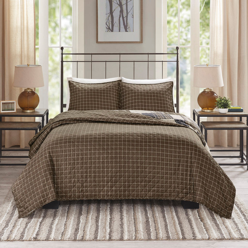 Madison Park Timber 3 Piece Reversible Printed Quilt Set