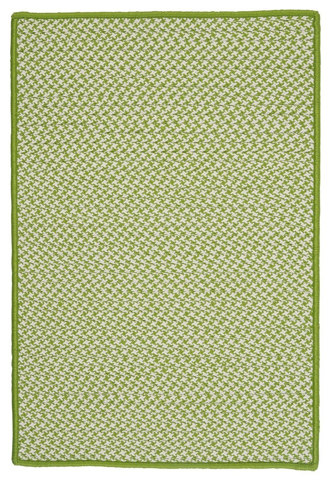 Outdoor Houndstooth Tweed OT69 Lime Indoor/Outdoor Area Rug, Square 8'x8'