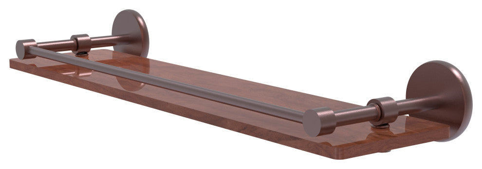 Prestige Skyline 22" Solid Wood Shelf with Gallery Rail, Antique Copper