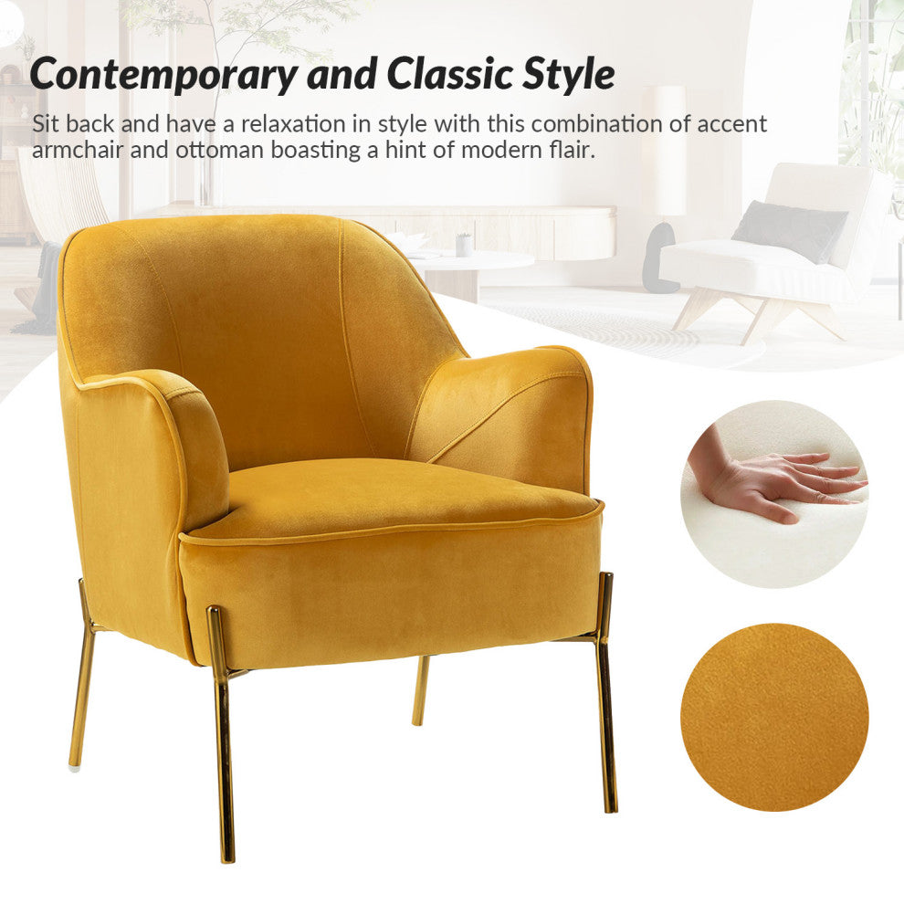 Nora Fabric Accent Chair, Mustard