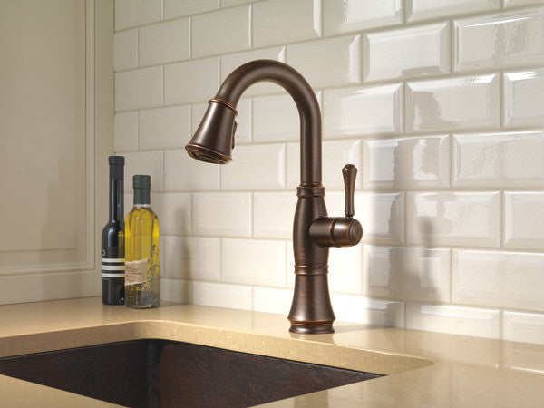 Delta Cassidy Single Handle Pull-Down Bar / Prep Faucet, Venetian Bronze