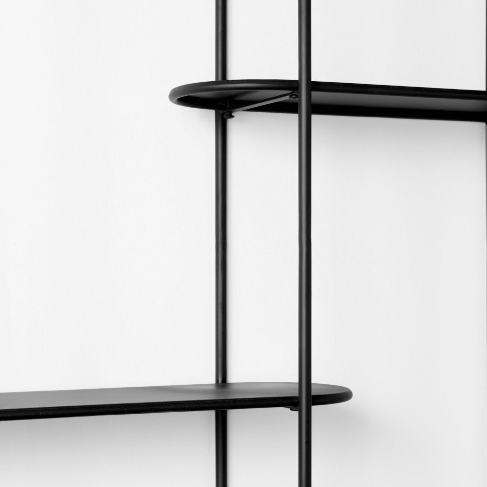 Decimus Black Metal Wall Mounted 3 Tiered Shelving Unit