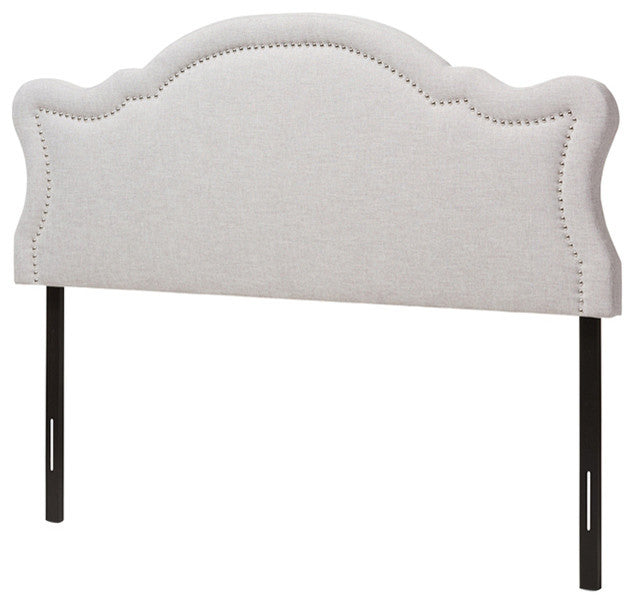 Avery Modern Grayish Beige Fabric Queen Size Headboard