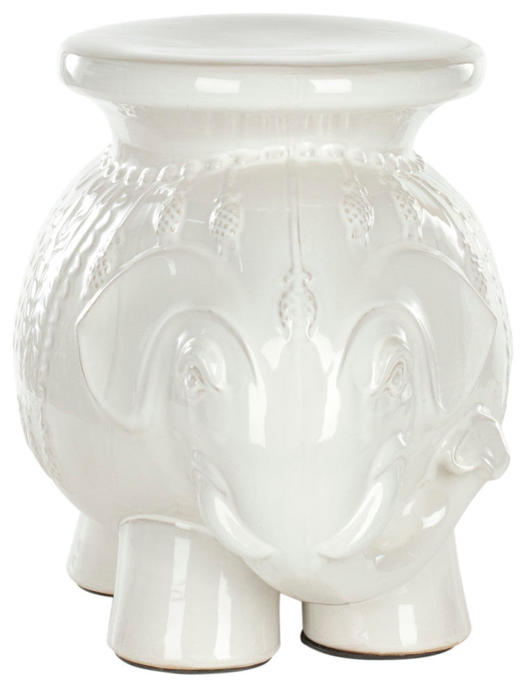Safavieh Ceramic Elephant Stool, White