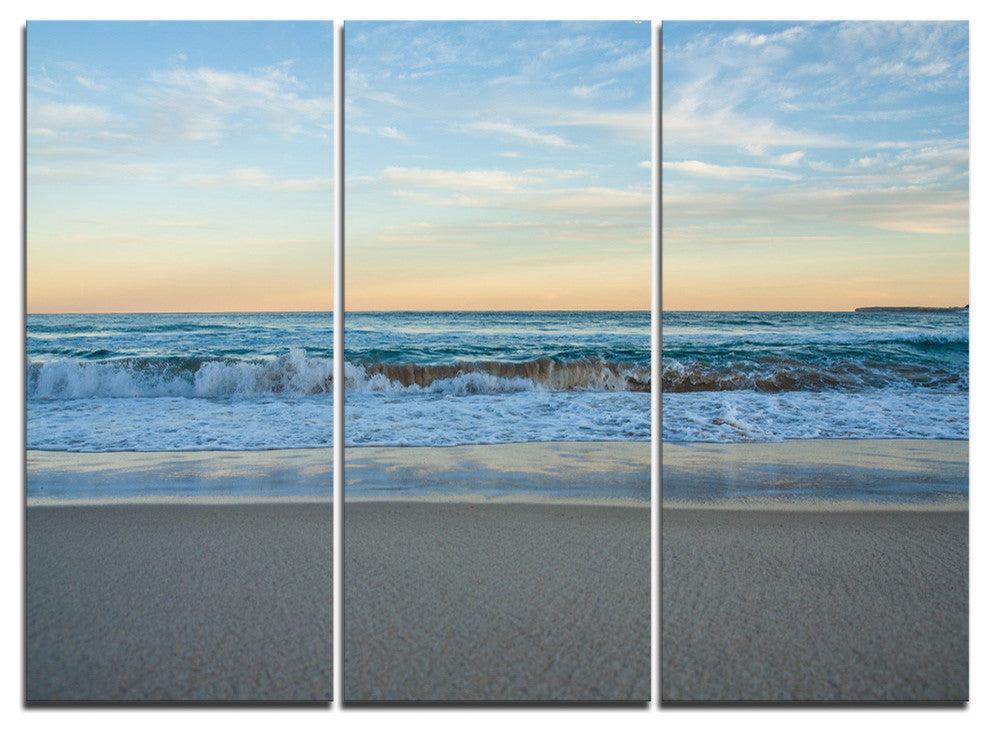 "Blue Splashing Scene Beach" Metal Wall Art, 3 Panels, 36"x28"