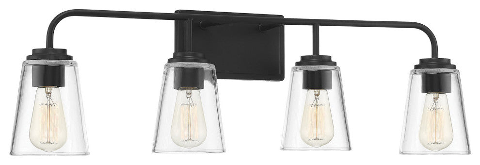 4-Light Bathroom Vanity Light, Matte Black