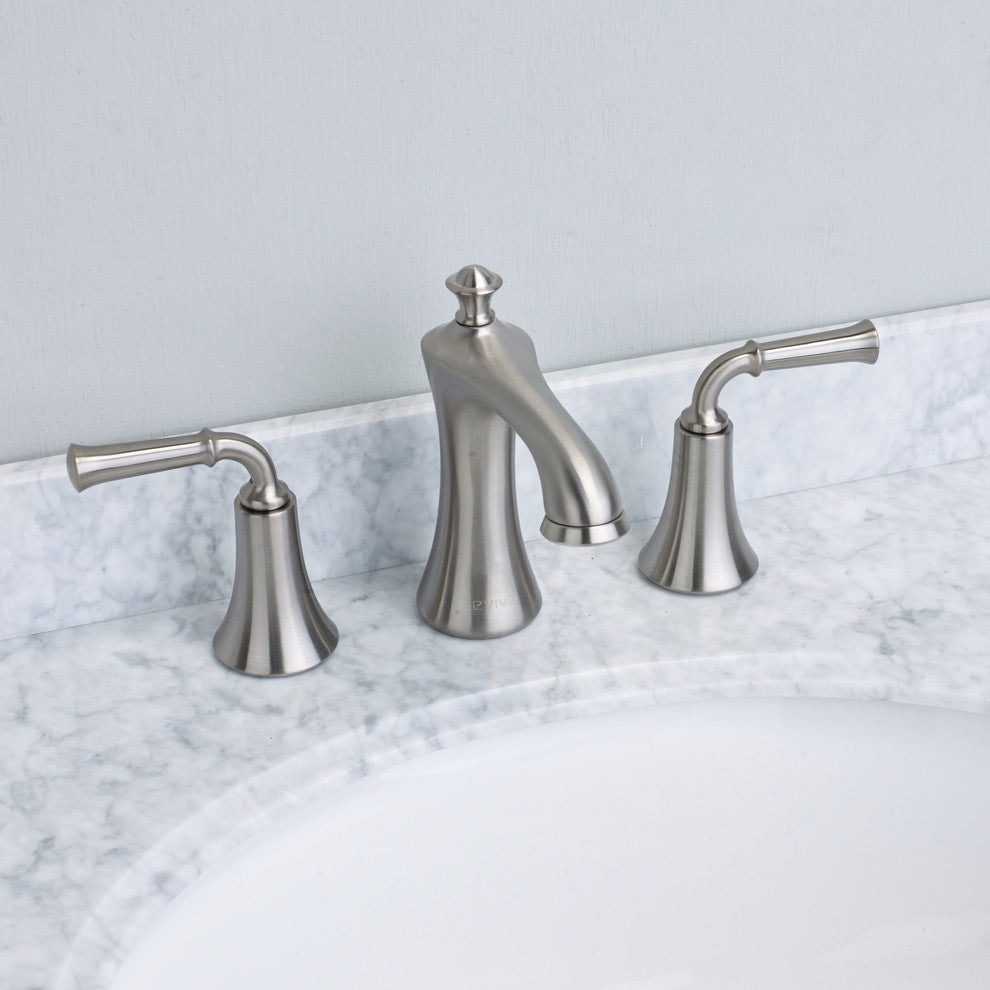 Eviva Oceanbreeze Widespread, 2 Handles Bathroom Faucet, Brushed Nickel