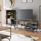 Industrial Rustic Media Entertainment Center, 3-Tier Storage TV Console Table
