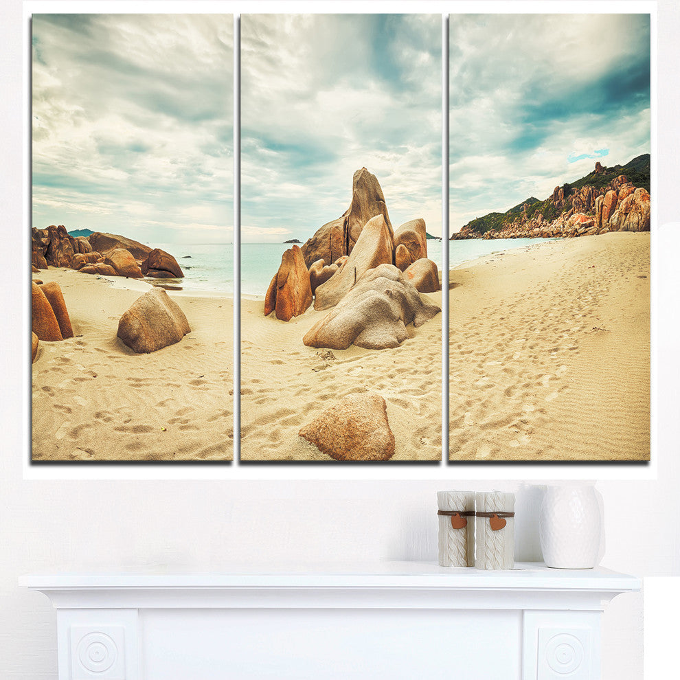 "Stones on the Foreground Beach" Metal Wall Art, 3 Panels, 36"x28"