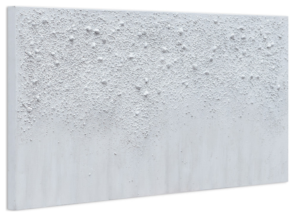 White Snow A Textured Metallic Hand Painted Wall Art Frameless Canvas