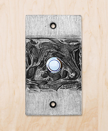 Rustic Bell Plate With Button, Black Iron