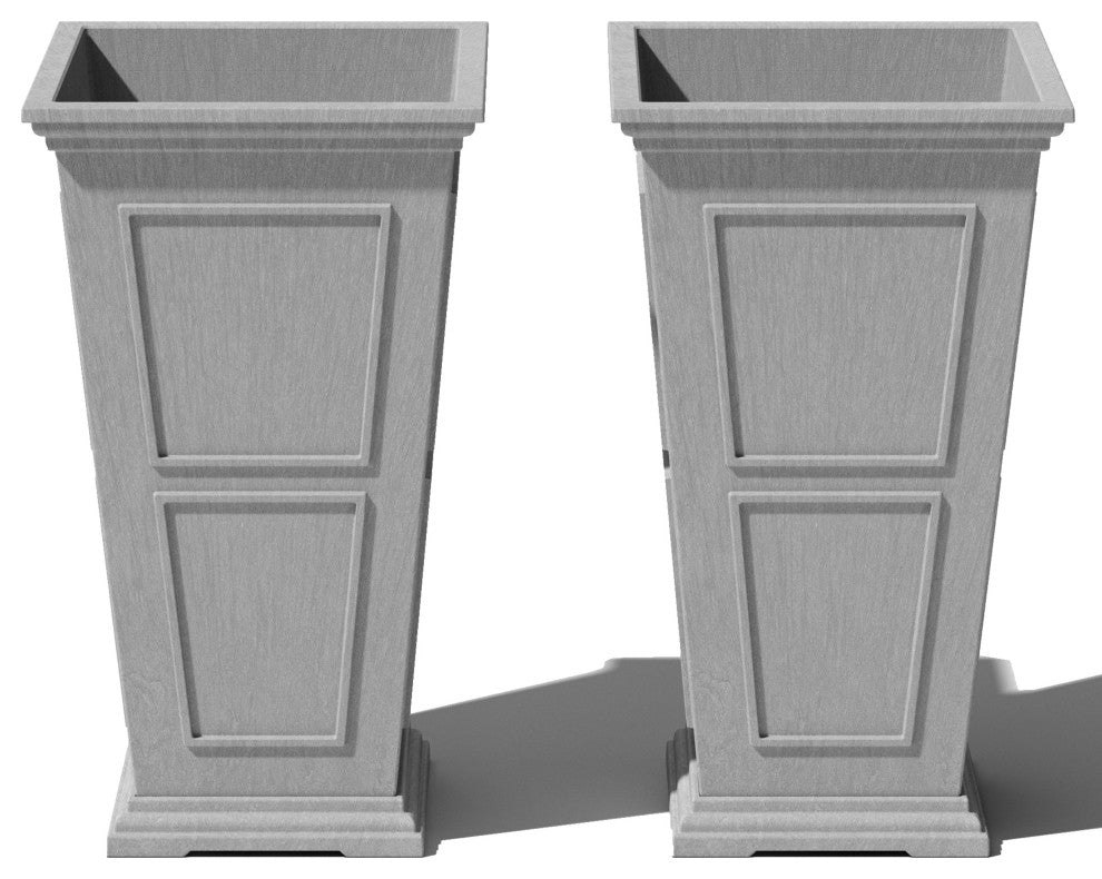 Veradek Brixton Tall Planter, Gray, 26 Inch, 2 Pack