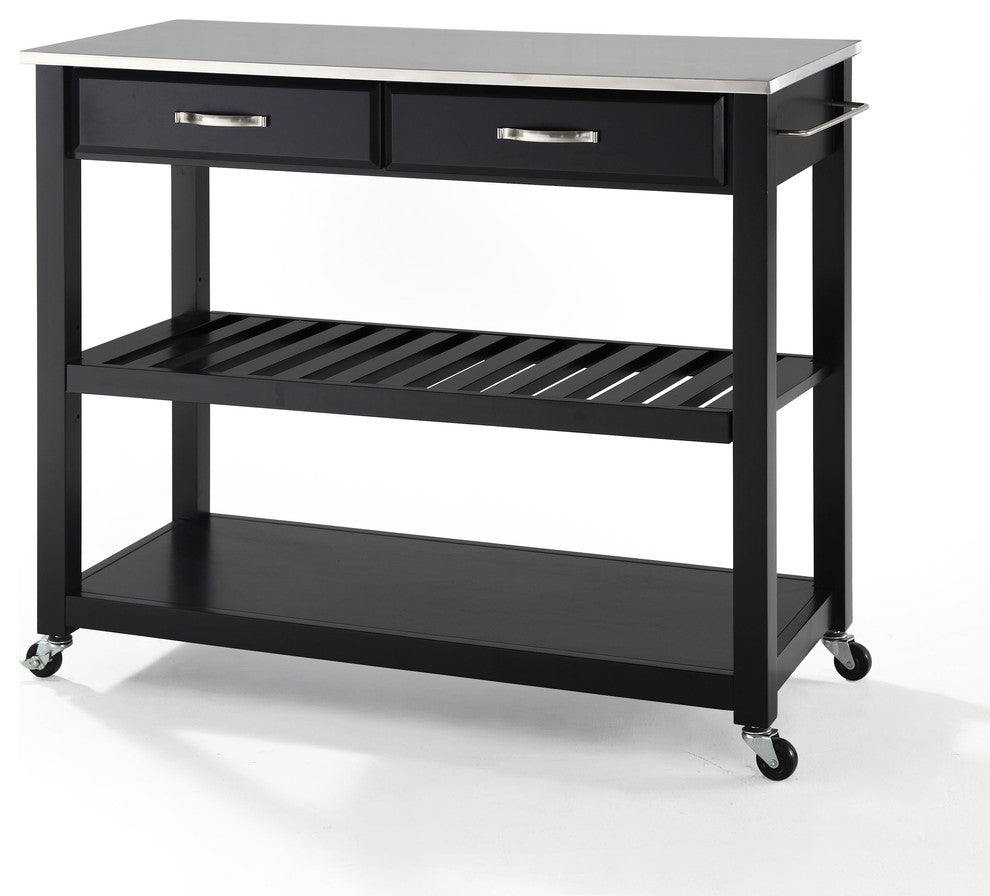 Stainless Steel Top Kitchen Cart, Island With Optional Stool Storage
