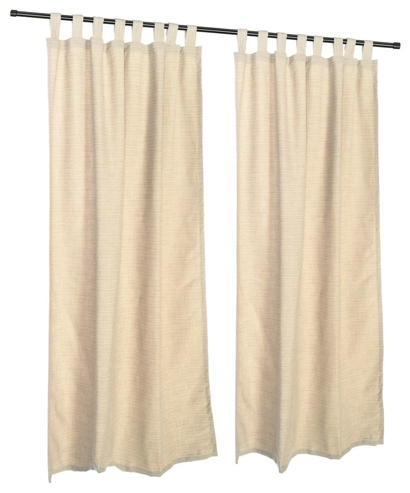 Dupione Pearl Sunbrella Outdoor Single-Panel Curtain With Tabs, 96"