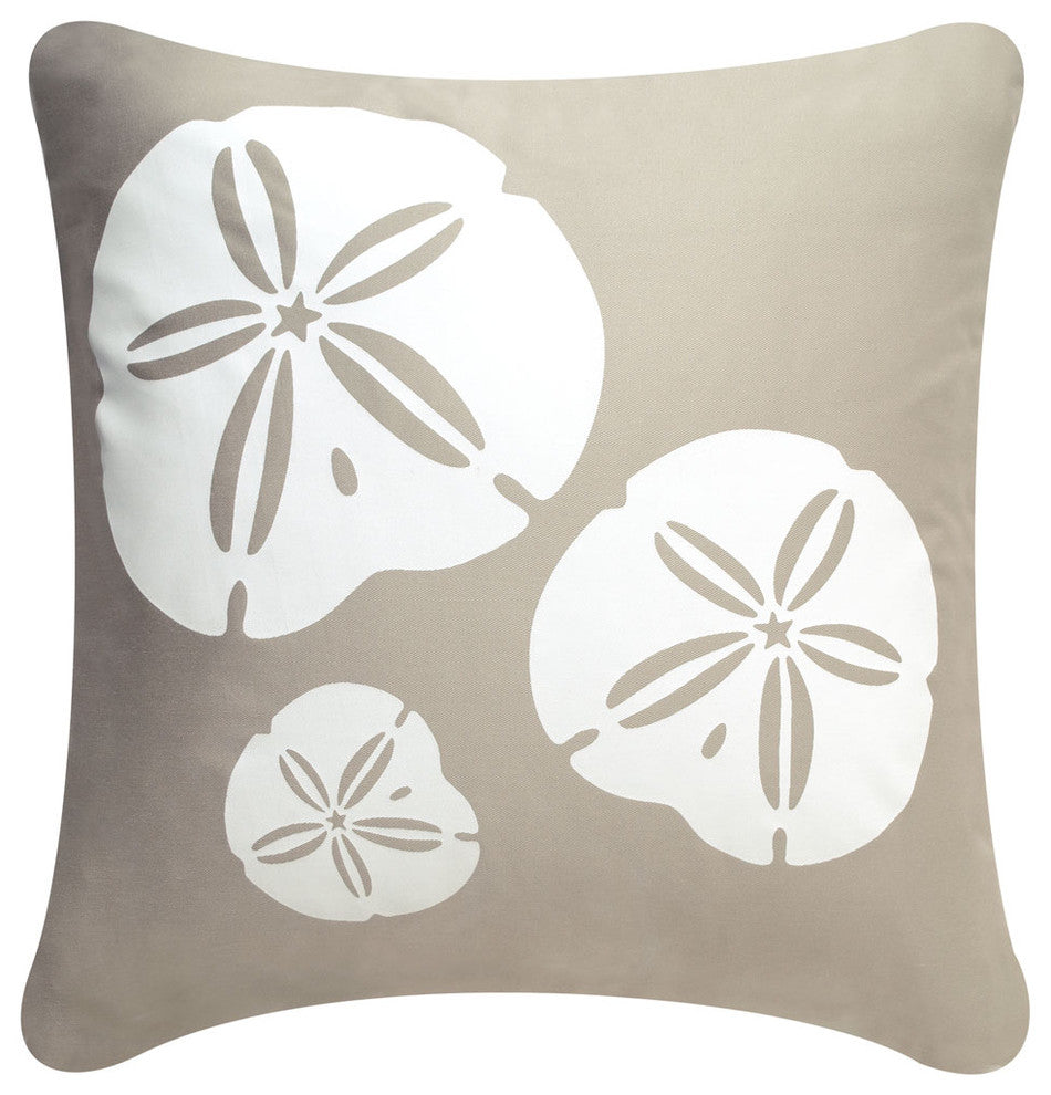 Sand Dollar Eco Coastal Throw Pillow Cover, Seagrass Beige
