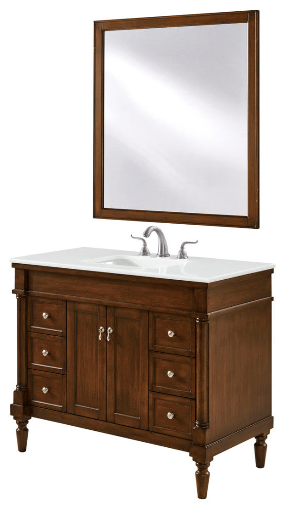 Elegant 42" Single Bathroom Vanity in Walnut