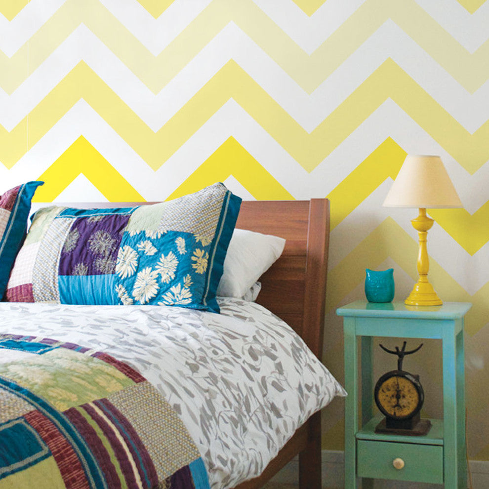 Chevron Peel and Stick Vinyl Wallpaper, Yellow, 24" X 60"