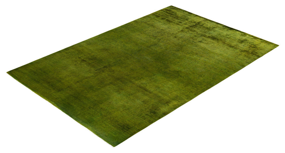 Overdyed One-of-a-Kind Hand-Knotted Area Rug Green, 6' 3" x 9' 1"