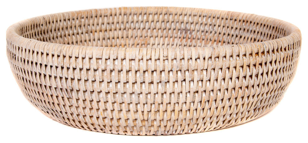 Artifacts Rattan Rattan Everything Bowl, White Wash