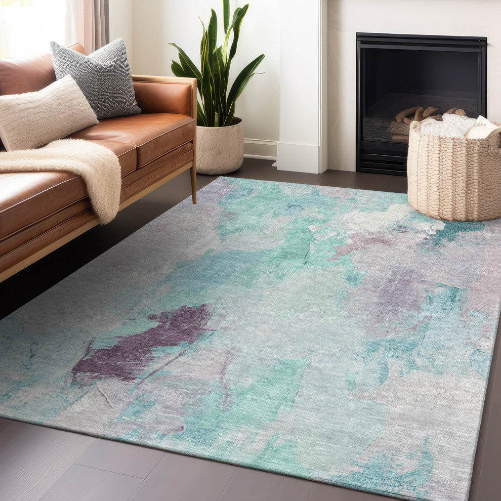 Machine Washable Indoor/Outdoor Chantille ACN1914 Teal 2'6" x 3'10" Rug