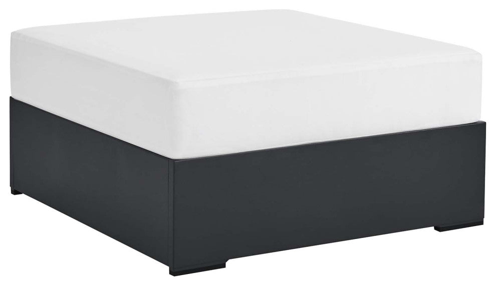 Tahoe Outdoor Patio Powder-Coated Aluminum Ottoman - Gray White