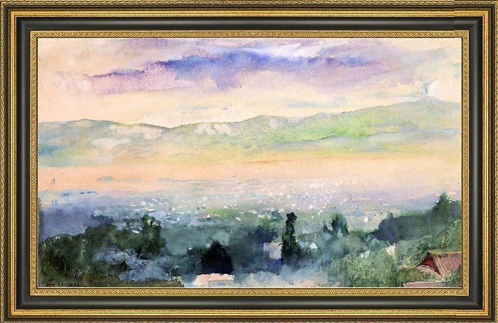 John La Farge Sunrise in Fog over Kyoto Framed Premium Canvas Print, 16"x24"