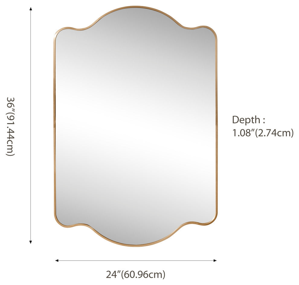 Louisa Medium Scalloped Rectangular Metal Framed Wall Mirror