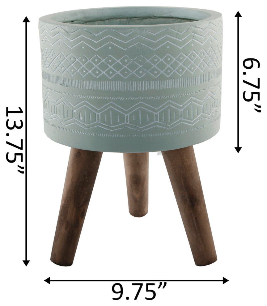 10" Tribal Fiberglass Planter, Sage