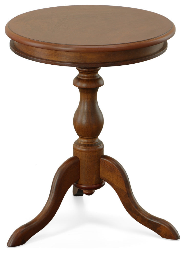 Anna Pedestal Base Accent Table, Chestnut