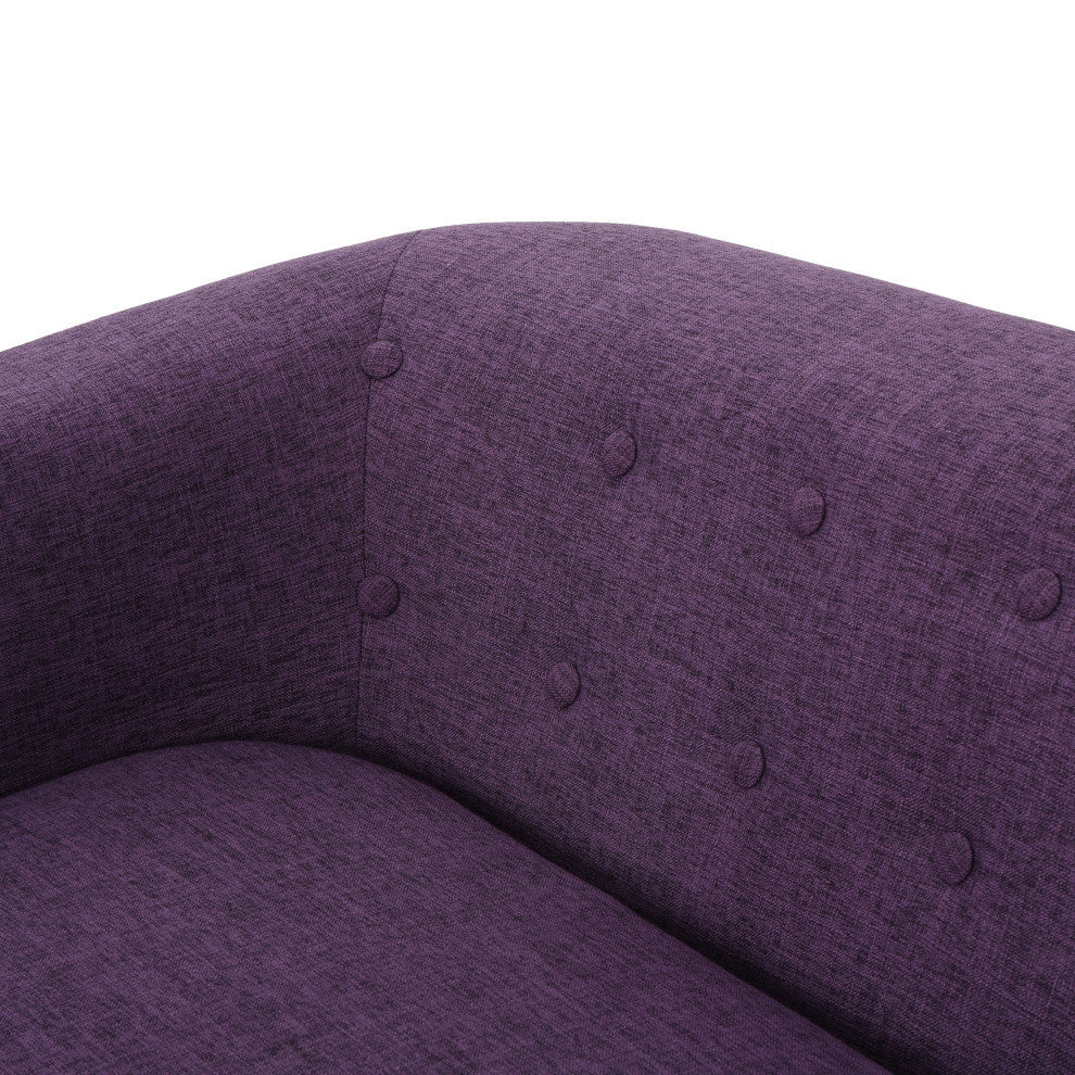 GDF Studio Carol Button Back Mid Century Fabric Modern Loveseat, Muted Purple